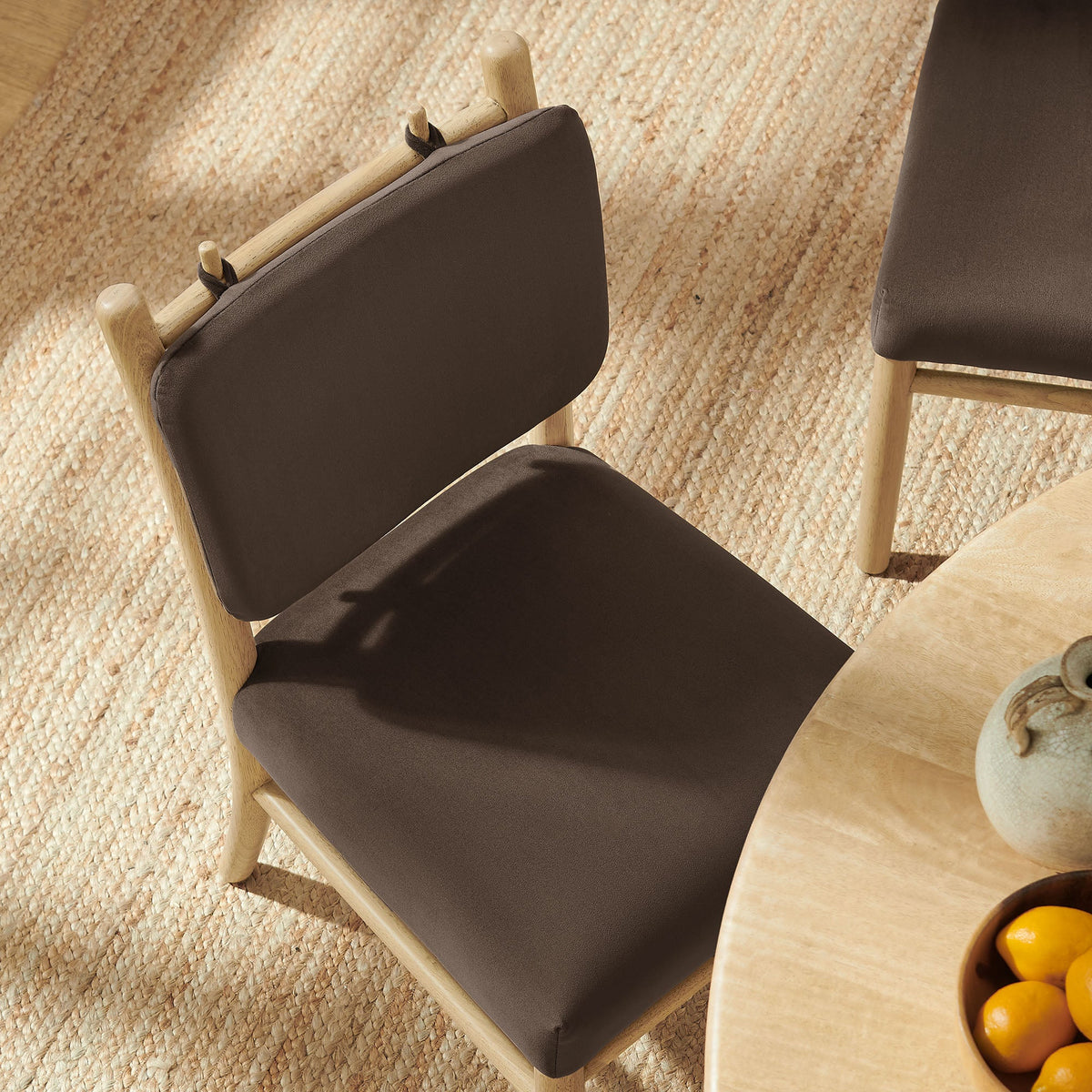 Lot de 2 chaises de salle à manger Mauden en velours de performance