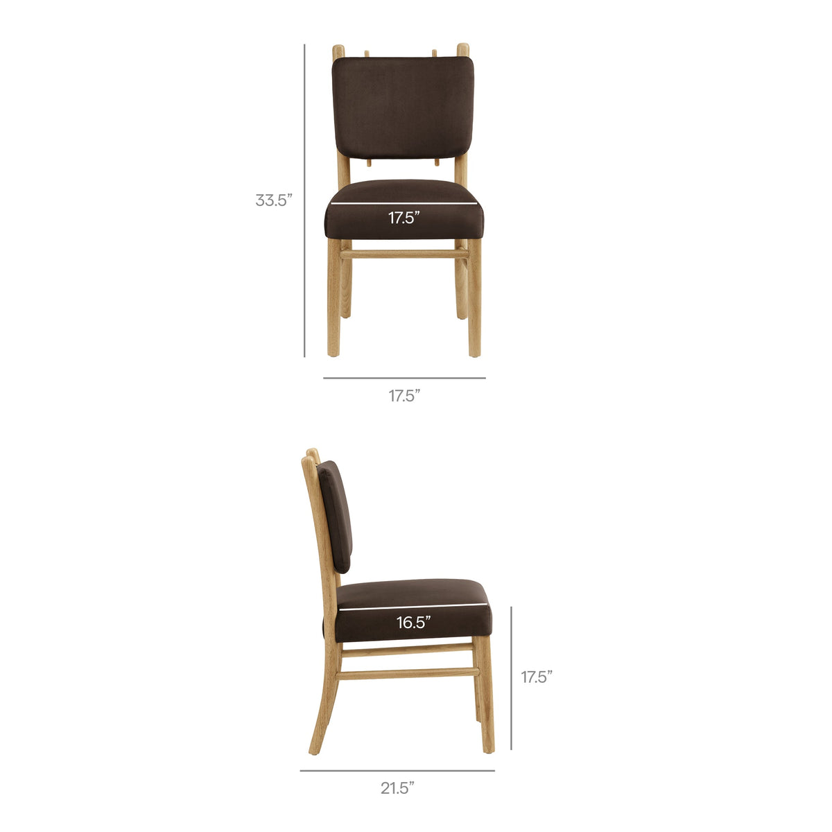 Lot de 2 chaises de salle à manger Mauden en velours de performance