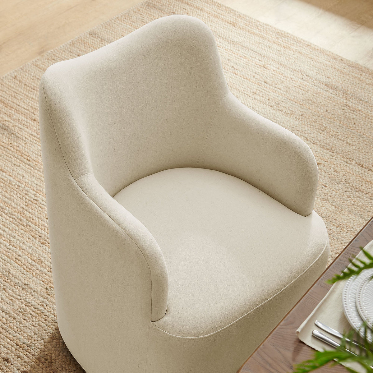 Chaise de salle à manger pivotante Cordelle en mélange de lin