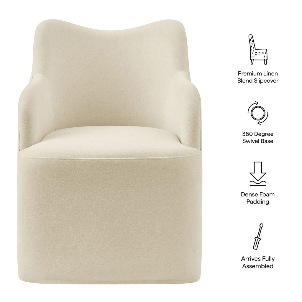 Chaise de salle à manger pivotante Cordelle en mélange de lin