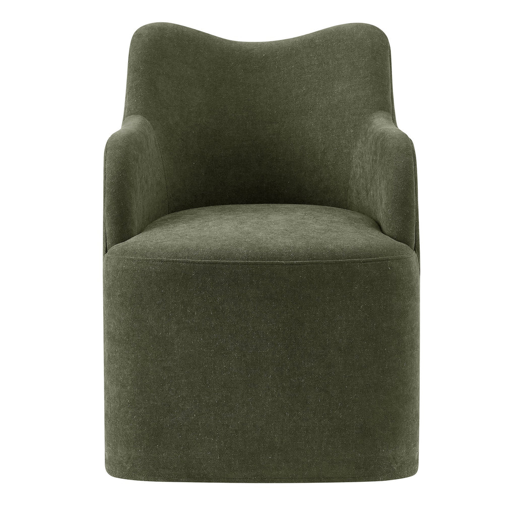 Chaise de salle à manger pivotante Cordelle en mélange de lin