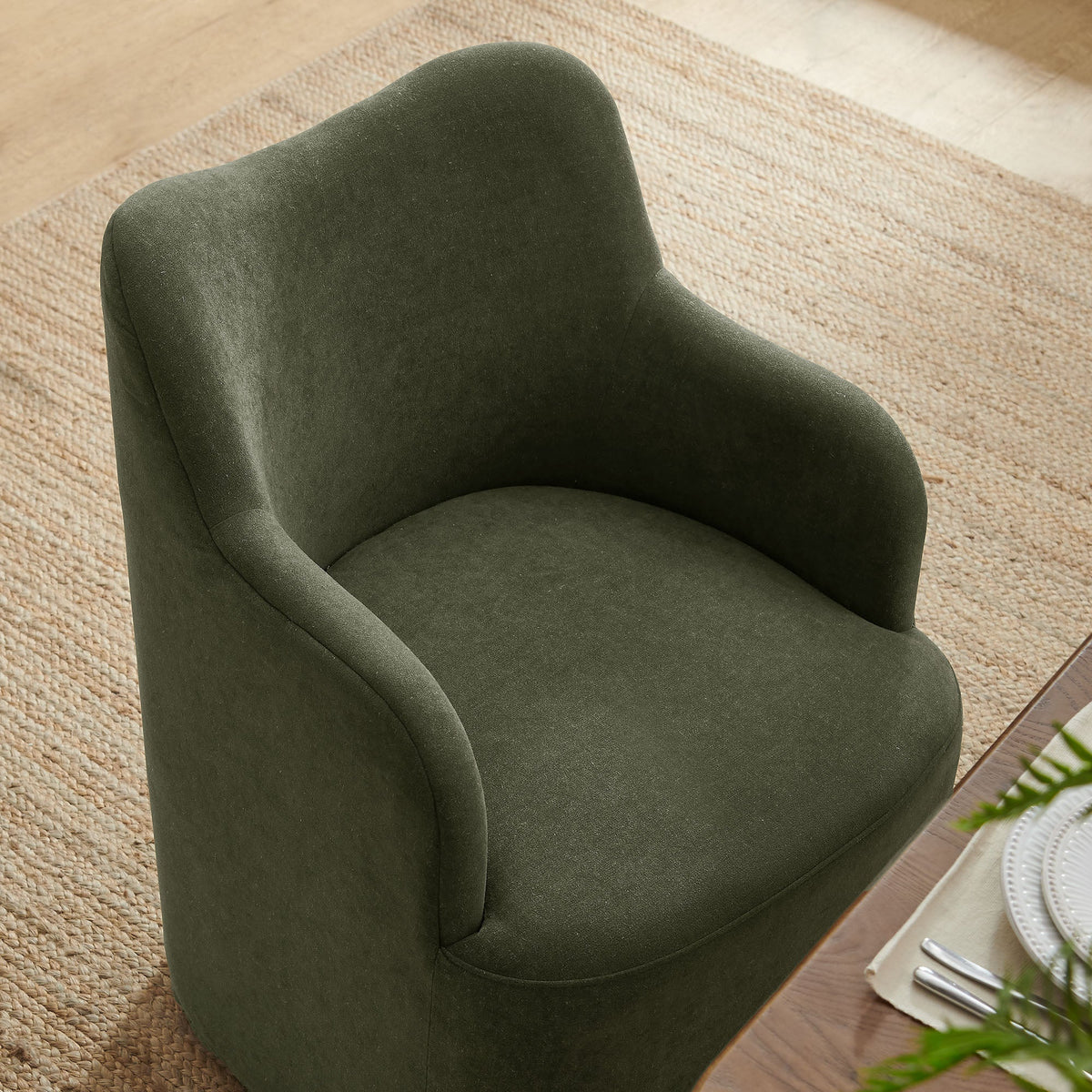 Chaise de salle à manger pivotante Cordelle en mélange de lin