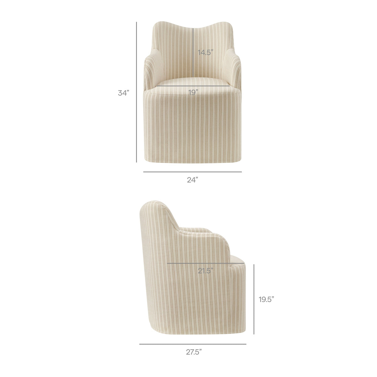 Chaise de salle à manger pivotante en mélange de lin Cordelle