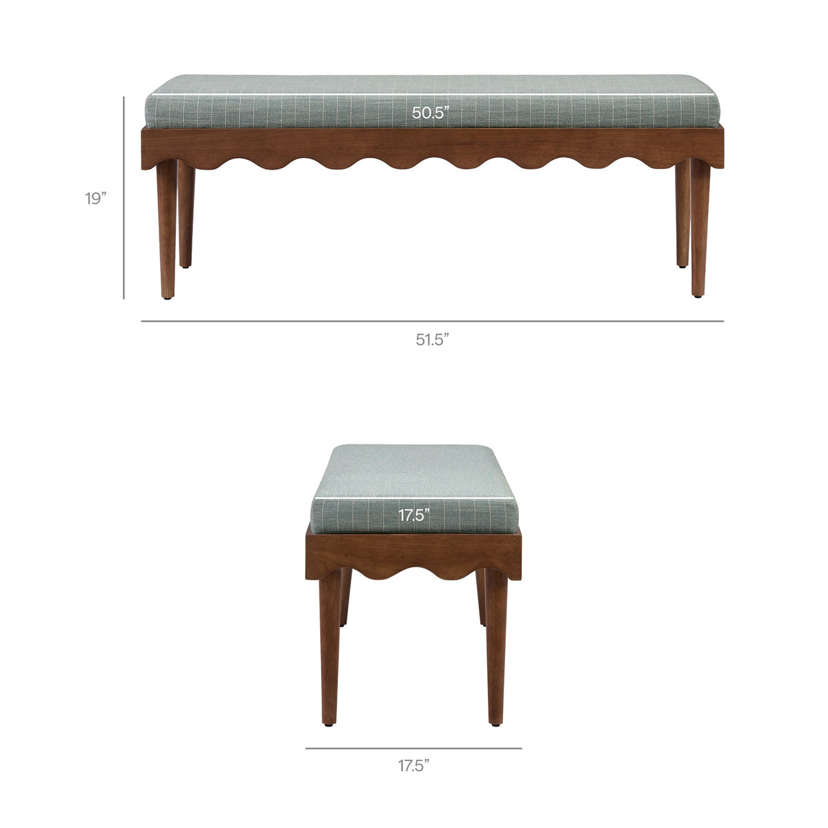 Banc Mirette à rayures avec bord festonné