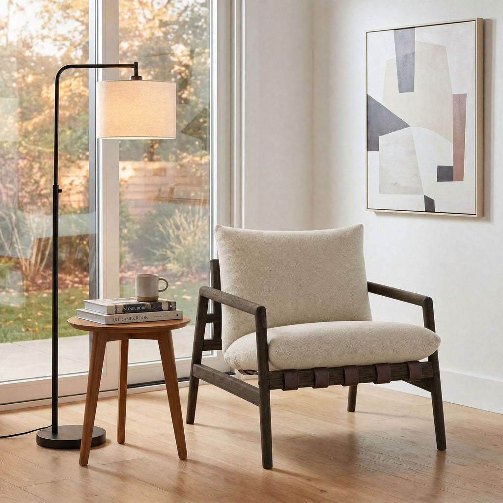 Chaise longue Nomi d'extérieur en teck avec toile