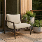 Chaise longue Nomi d'extérieur en teck avec toile