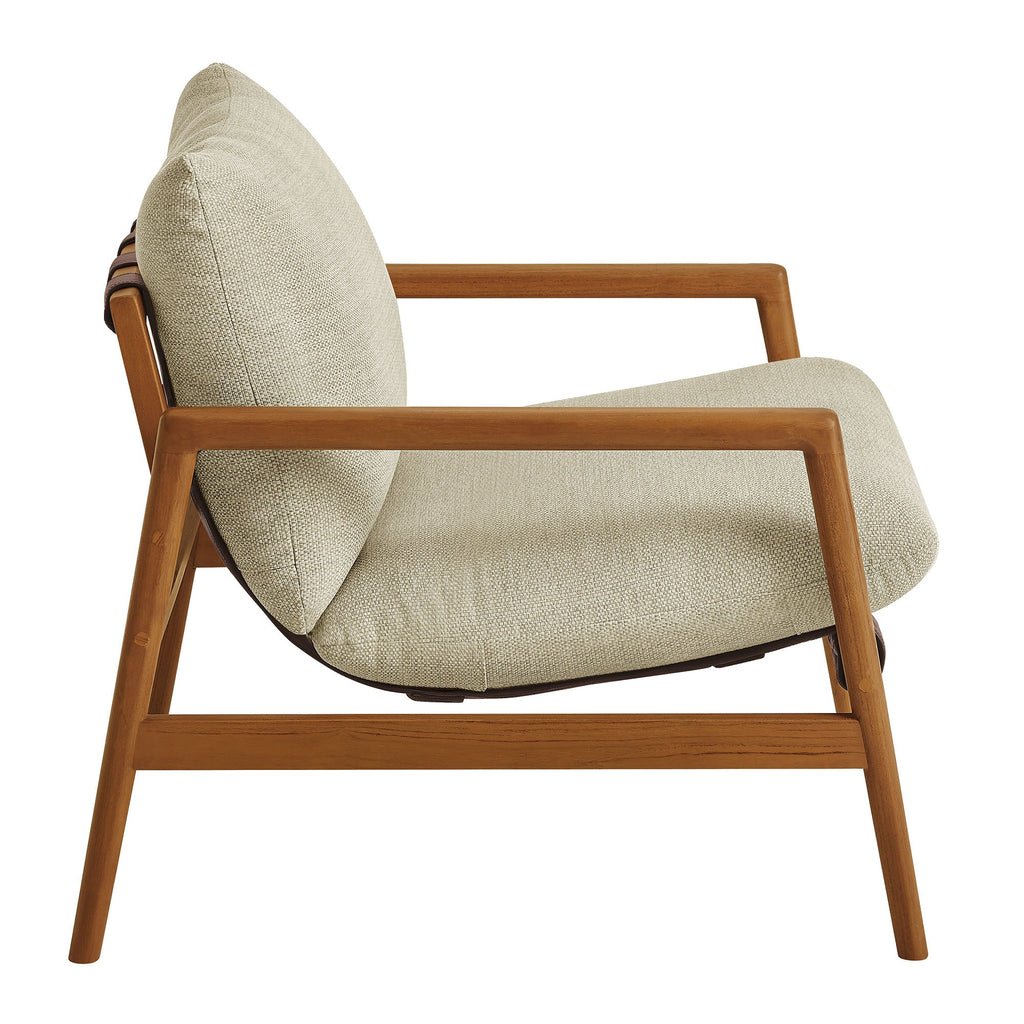 Chaise longue Nomi d'extérieur en teck avec toile