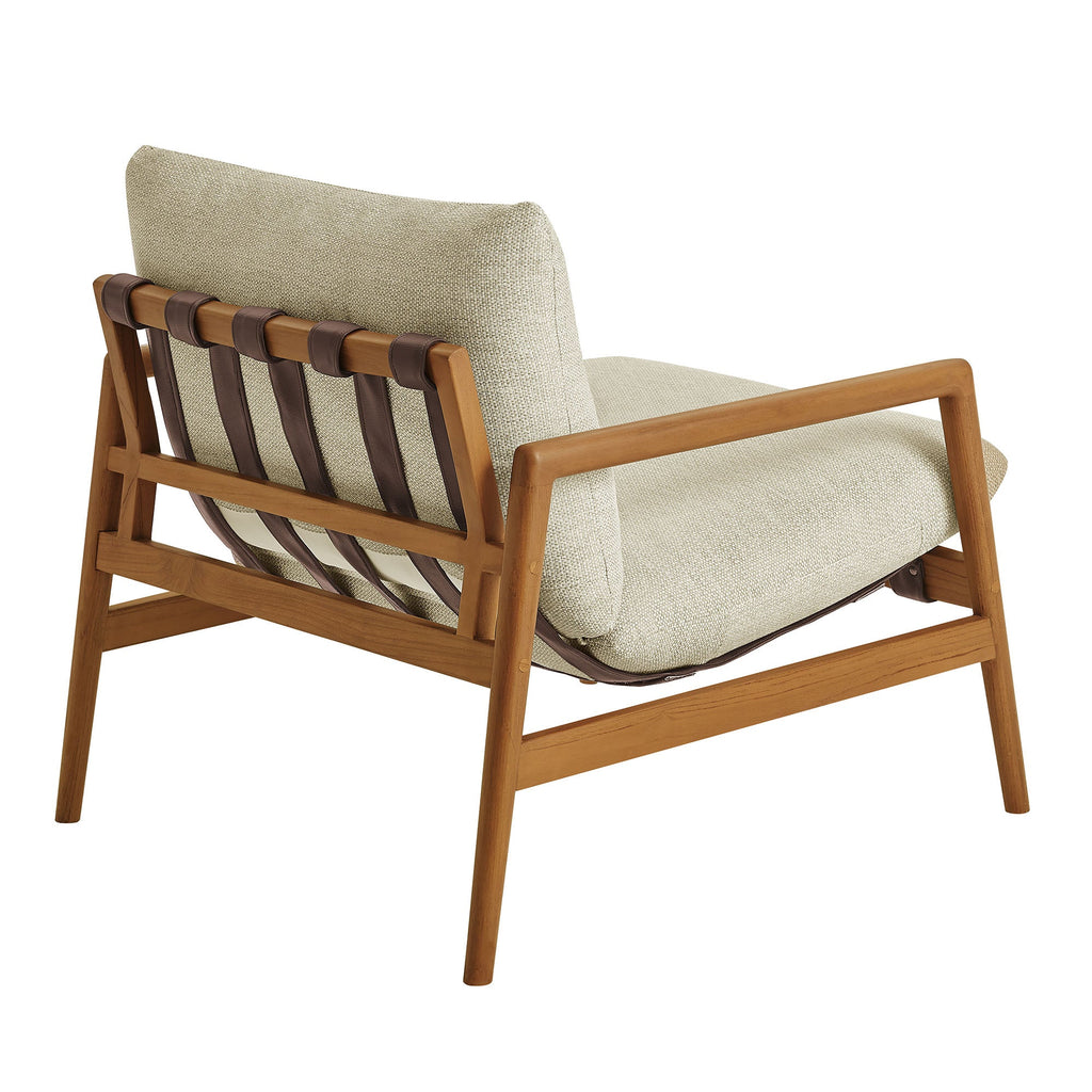 Chaise longue Nomi d'extérieur en teck avec toile