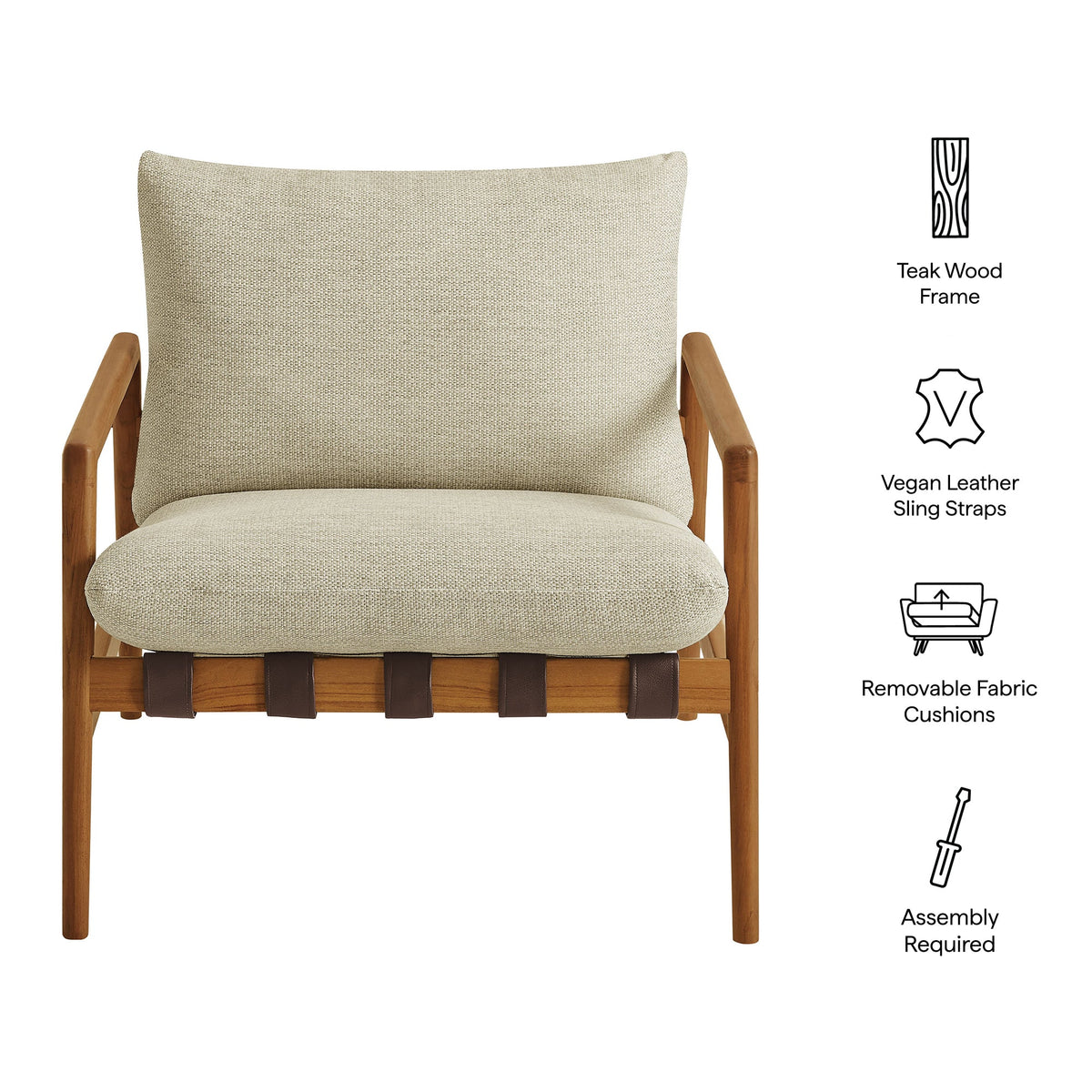 Chaise longue Nomi d'extérieur en teck avec toile