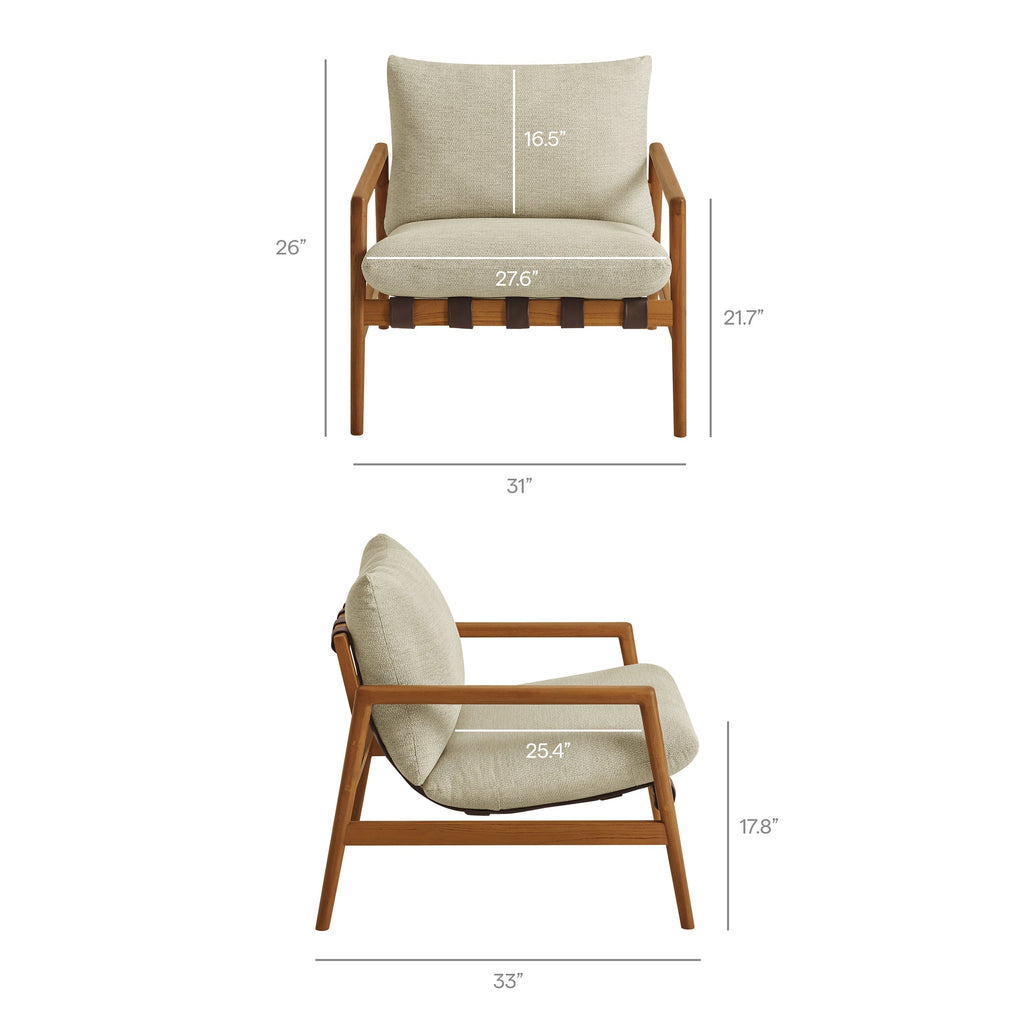 Chaise longue Nomi d'extérieur en teck avec toile