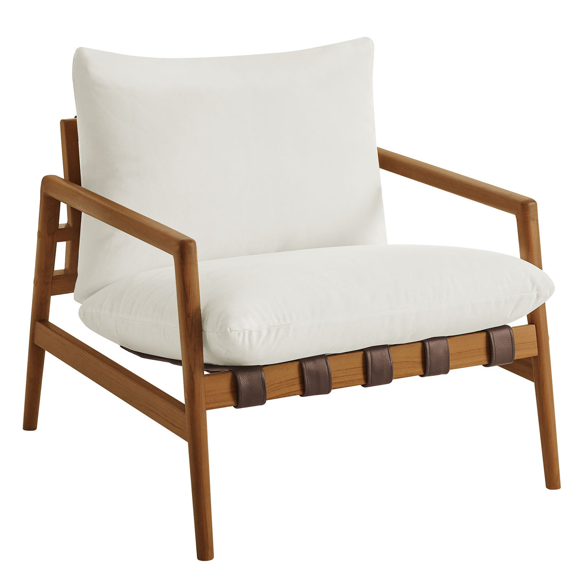 Chaise longue Nomi d'extérieur en teck avec toile