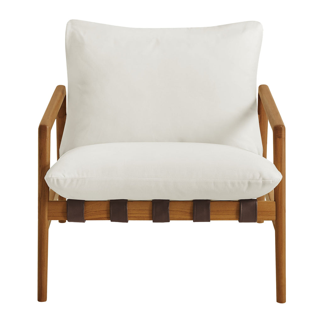 Chaise longue Nomi d'extérieur en teck avec toile