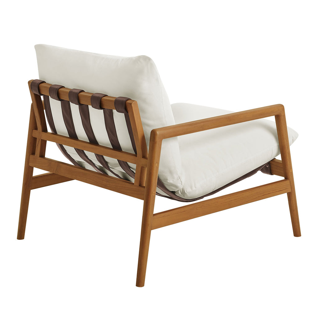 Chaise longue Nomi d'extérieur en teck avec toile