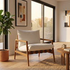 Chaise longue Nomi d'extérieur en teck avec toile