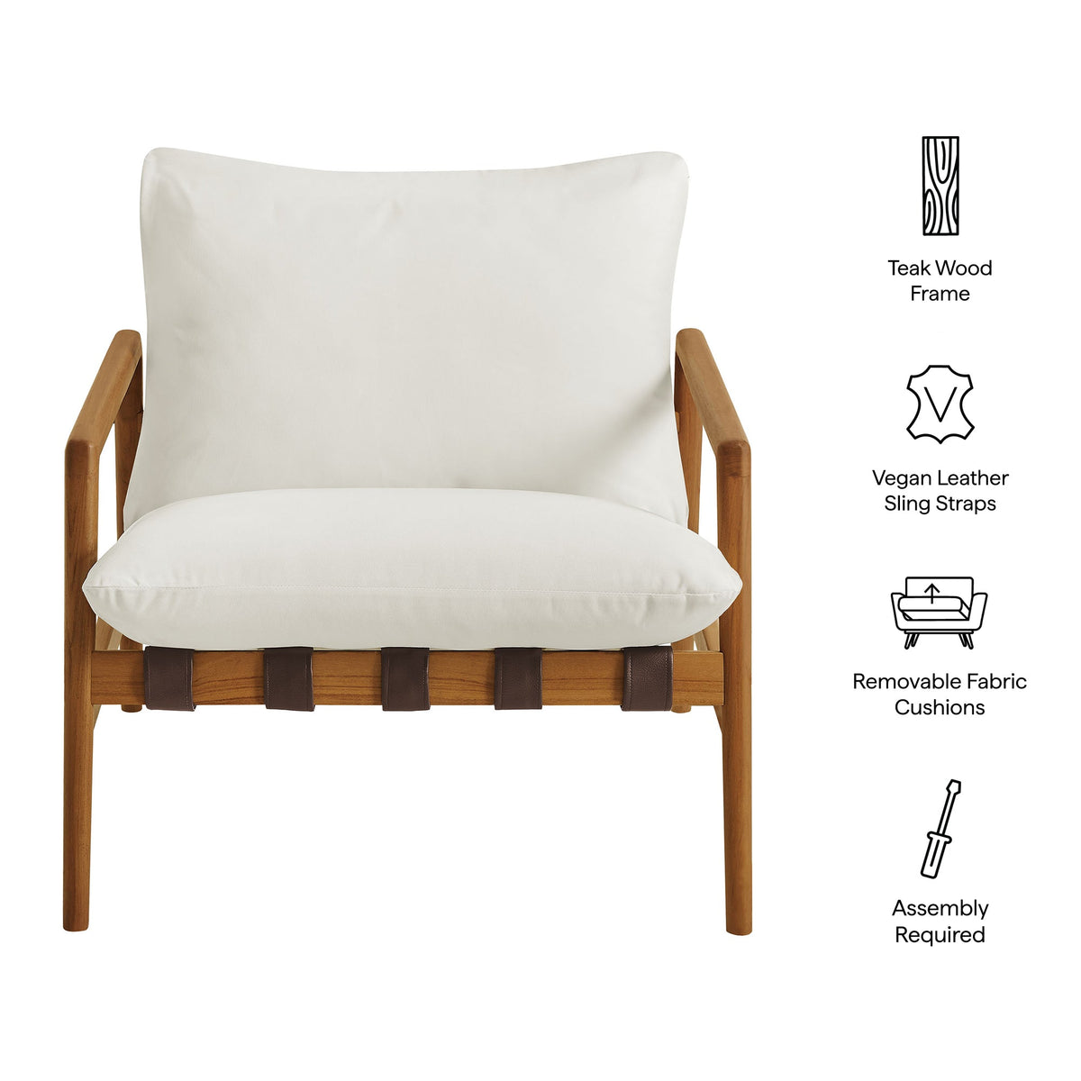 Chaise longue Nomi d'extérieur en teck avec toile