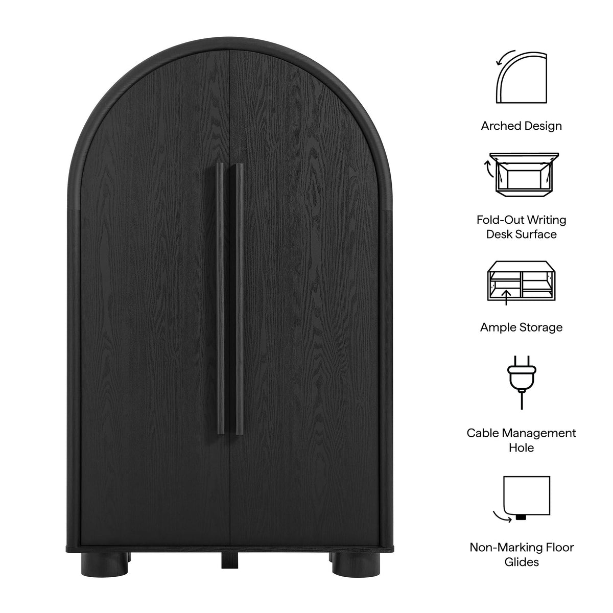 Bellamy Armoire-Secrétaire Murale Arcée et Pliable