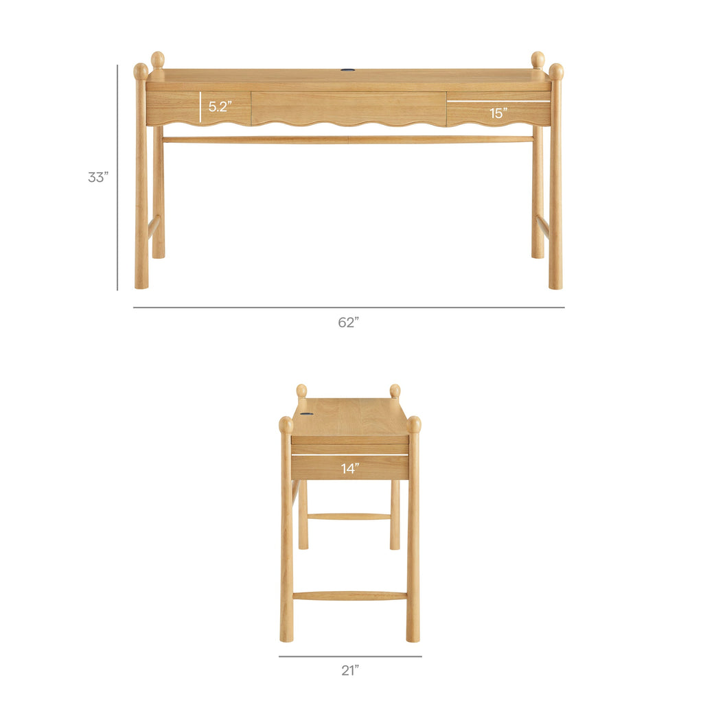 Bureau d'ordinateur en bois Darcy de 62 pouces