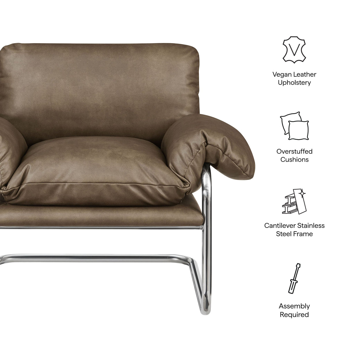 Fauteuil d'appoint en cuir végétalien Ansel
