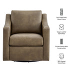 Fauteuil pivotant en cuir végétalien Liora