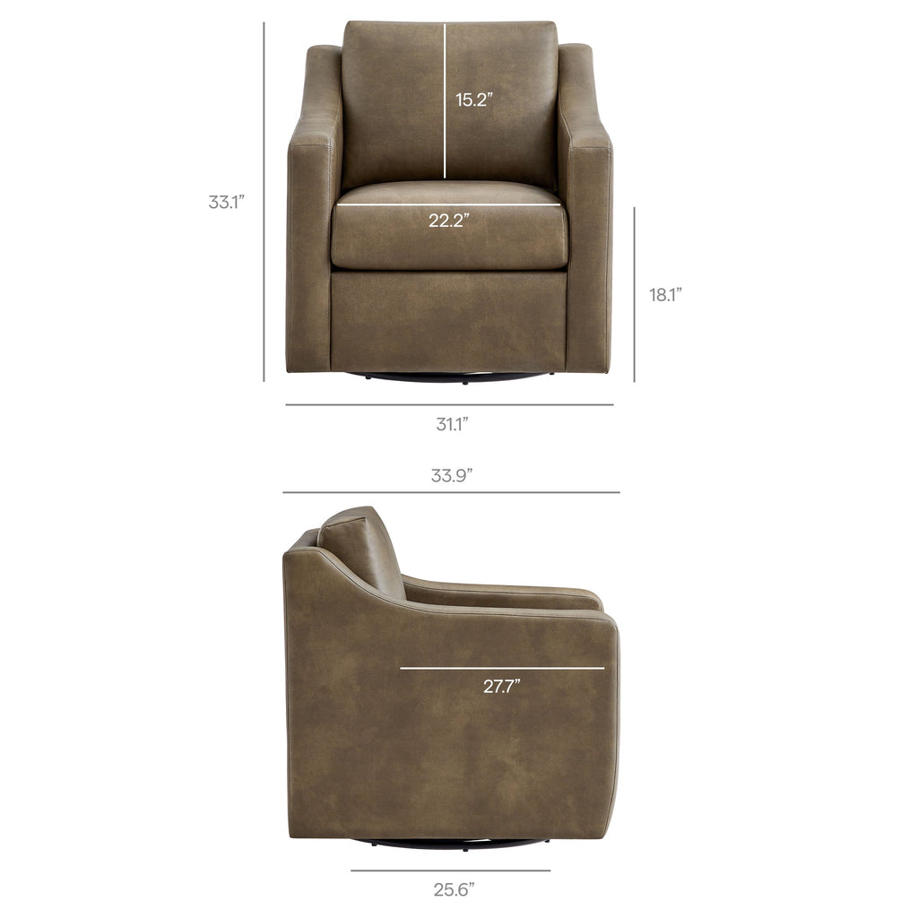 Fauteuil pivotant en cuir végétalien Liora