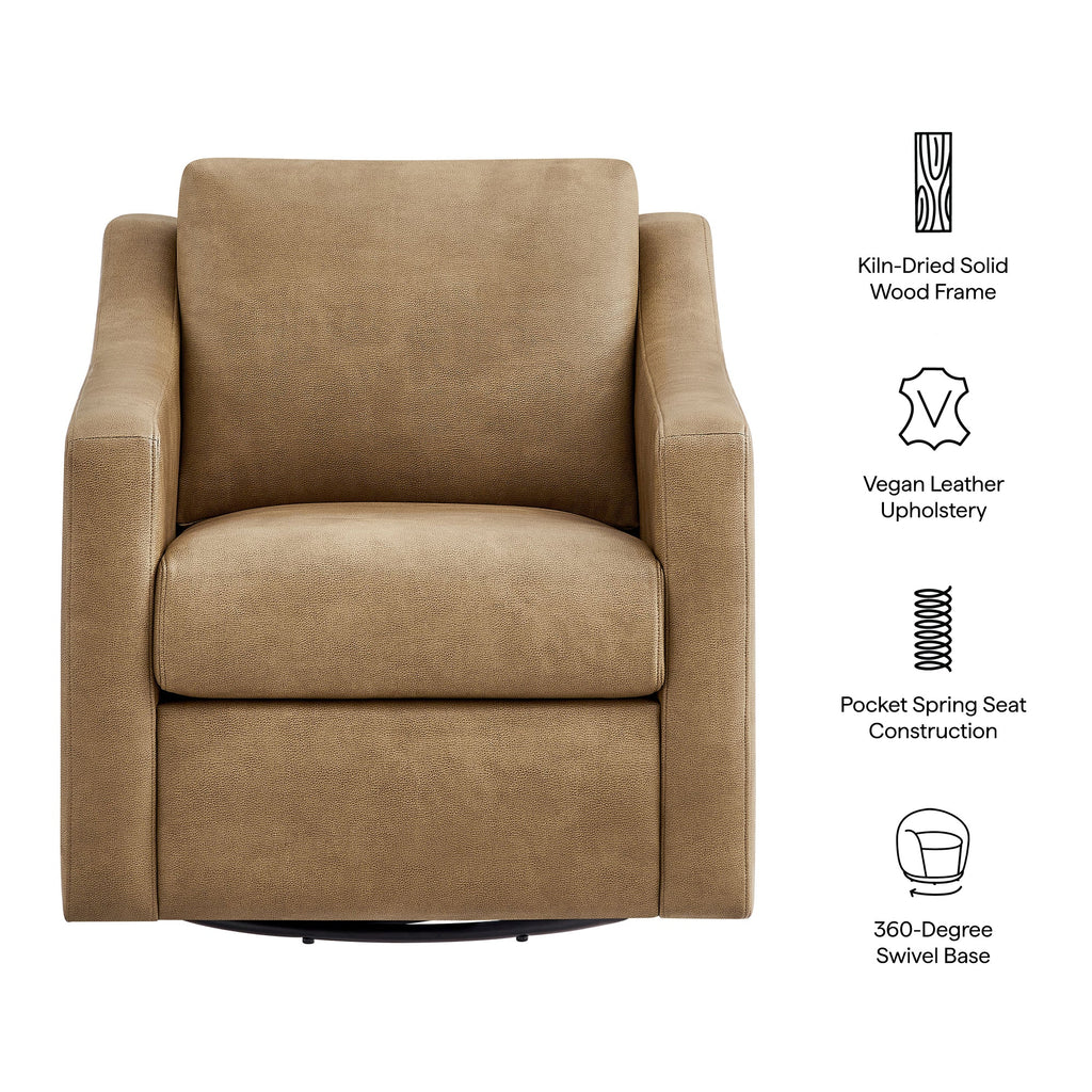 Fauteuil pivotant en cuir végétalien Liora