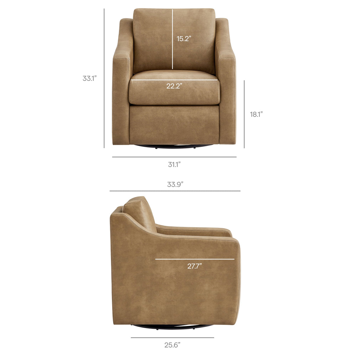 Fauteuil pivotant en cuir végétalien Liora