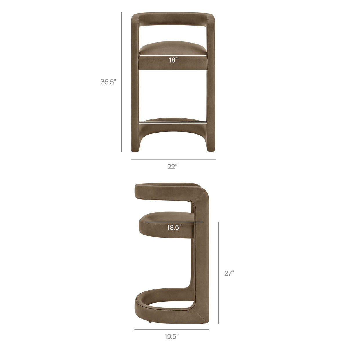 Tabouret de comptoir Winslow en cuir végan de qualité supérieure