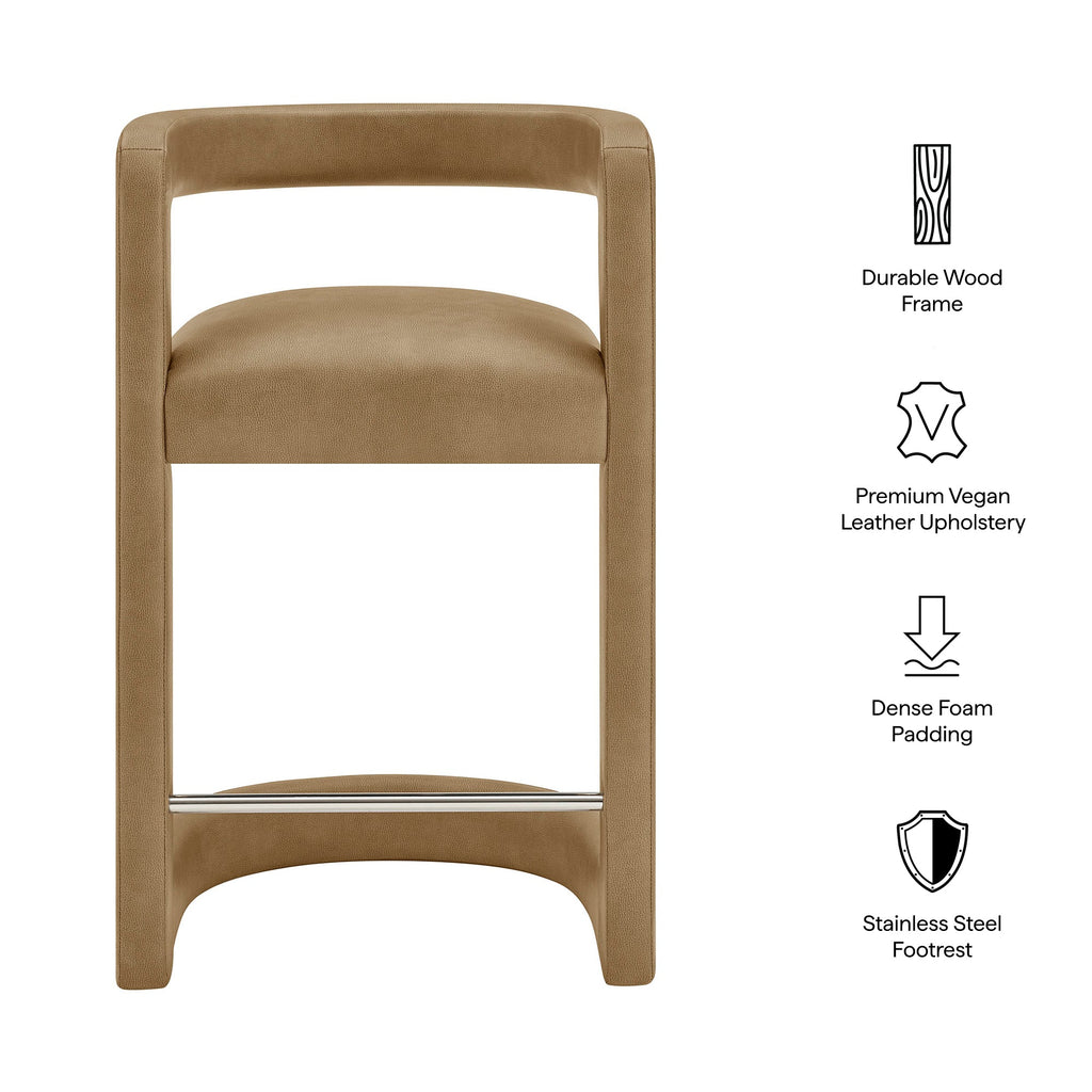 Tabouret de comptoir Winslow en cuir végan de qualité supérieure