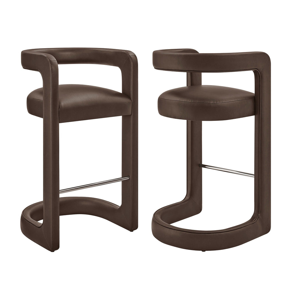 Winslow – Lot de 2 tabourets de bar en similicuir végétalien de qualité supérieure