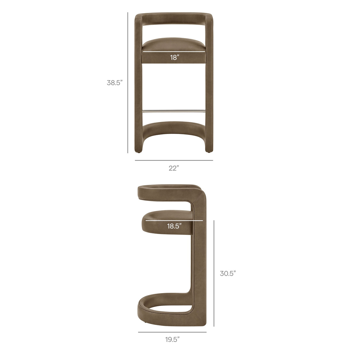 Winslow – Lot de 2 tabourets de bar en similicuir végétalien de qualité supérieure