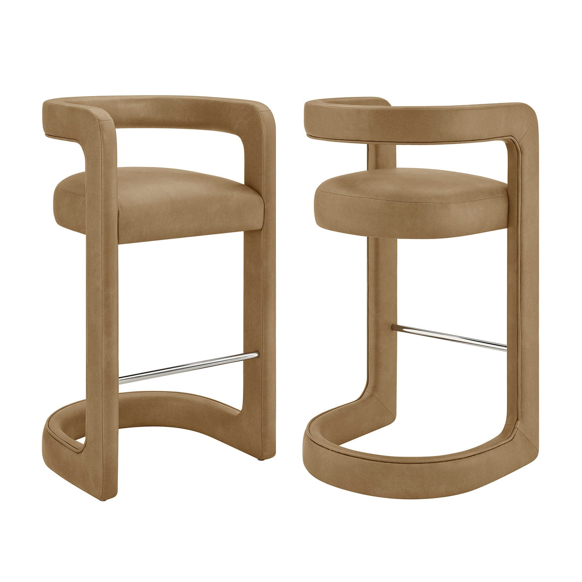 Winslow – Lot de 2 tabourets de bar en similicuir végétalien de qualité supérieure