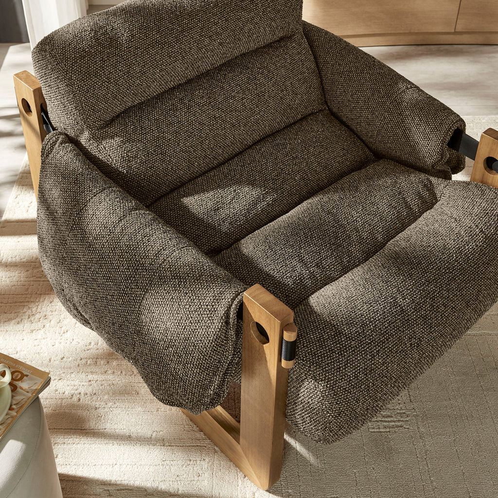 Fauteuil de salon à dossier suspendu en tissu rembourré Sorelle