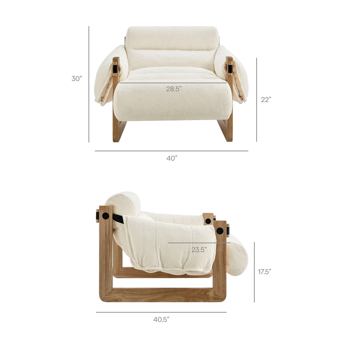 Fauteuil de salon à dossier suspendu en tissu rembourré Sorelle