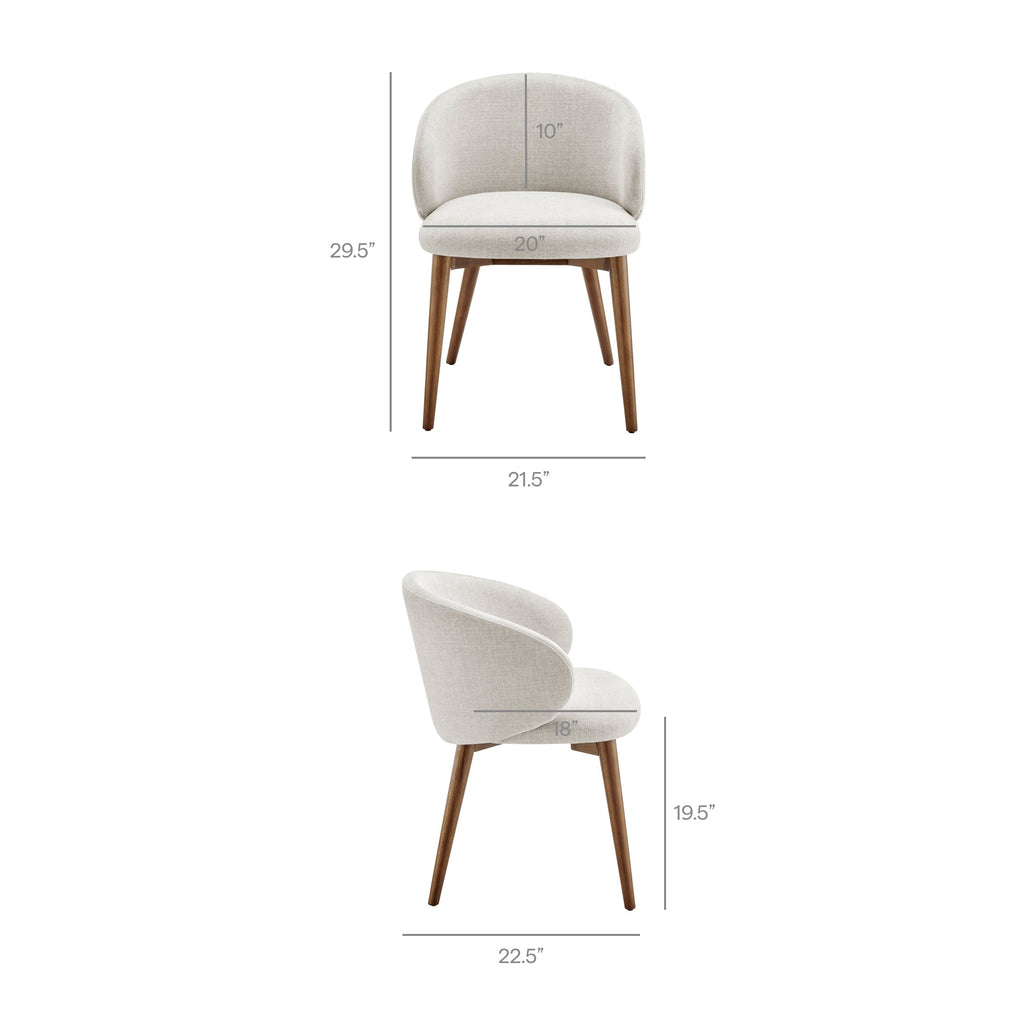 Lot de 2 chaises de salle à manger Anelle rembourrées en tissu