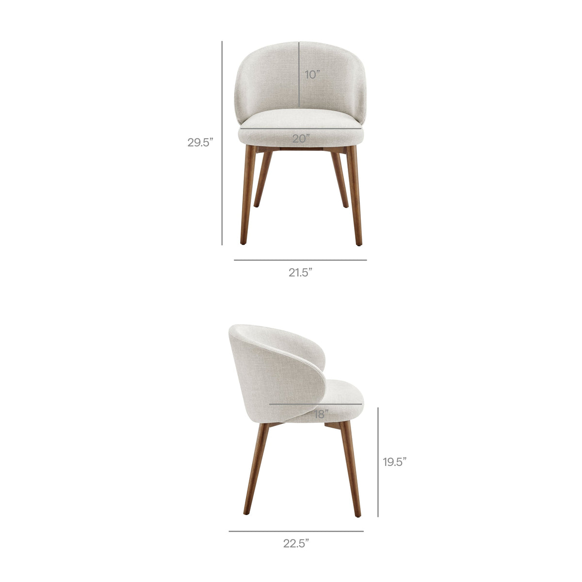 Lot de 2 chaises de salle à manger Anelle rembourrées en tissu