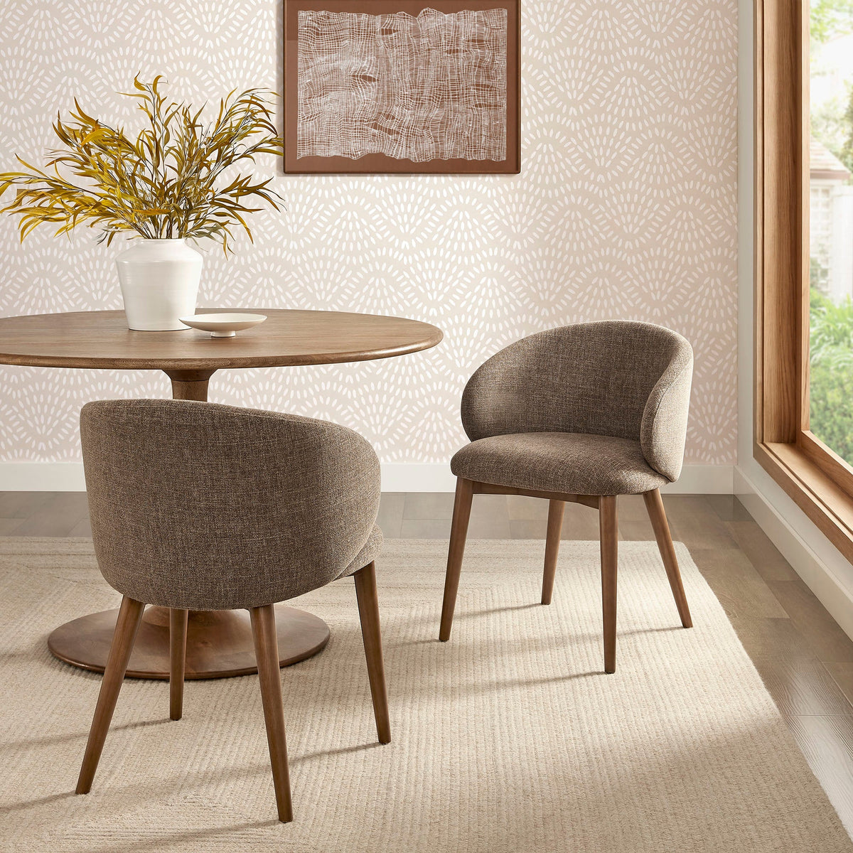 Lot de 2 chaises de salle à manger Anelle rembourrées en tissu