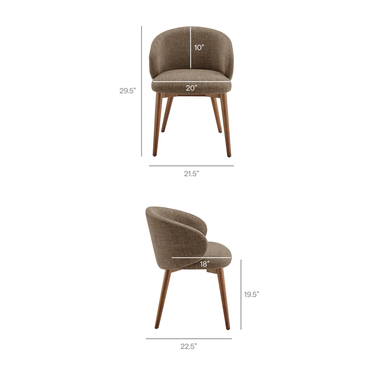 Lot de 2 chaises de salle à manger Anelle rembourrées en tissu