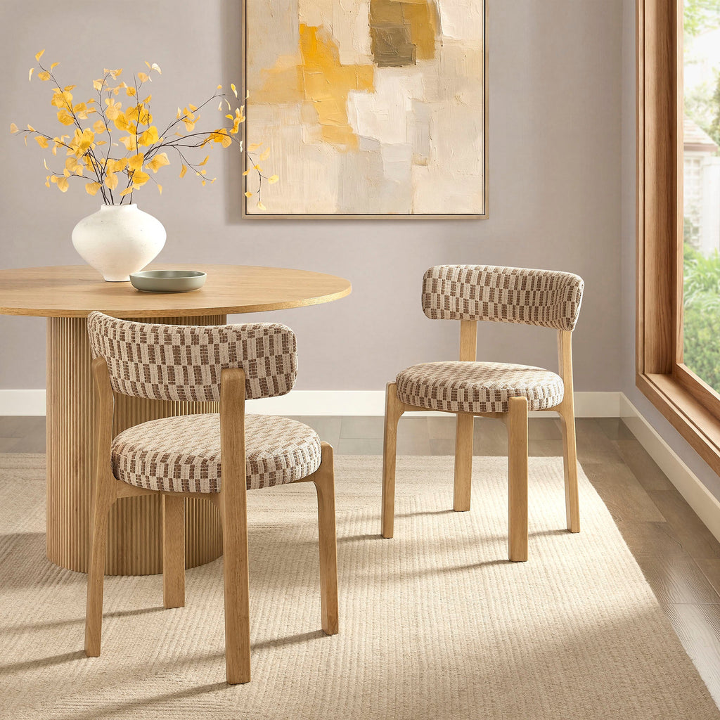 Lot de 2 chaises de salle à manger Marsha rétro en tissu d'ameublement