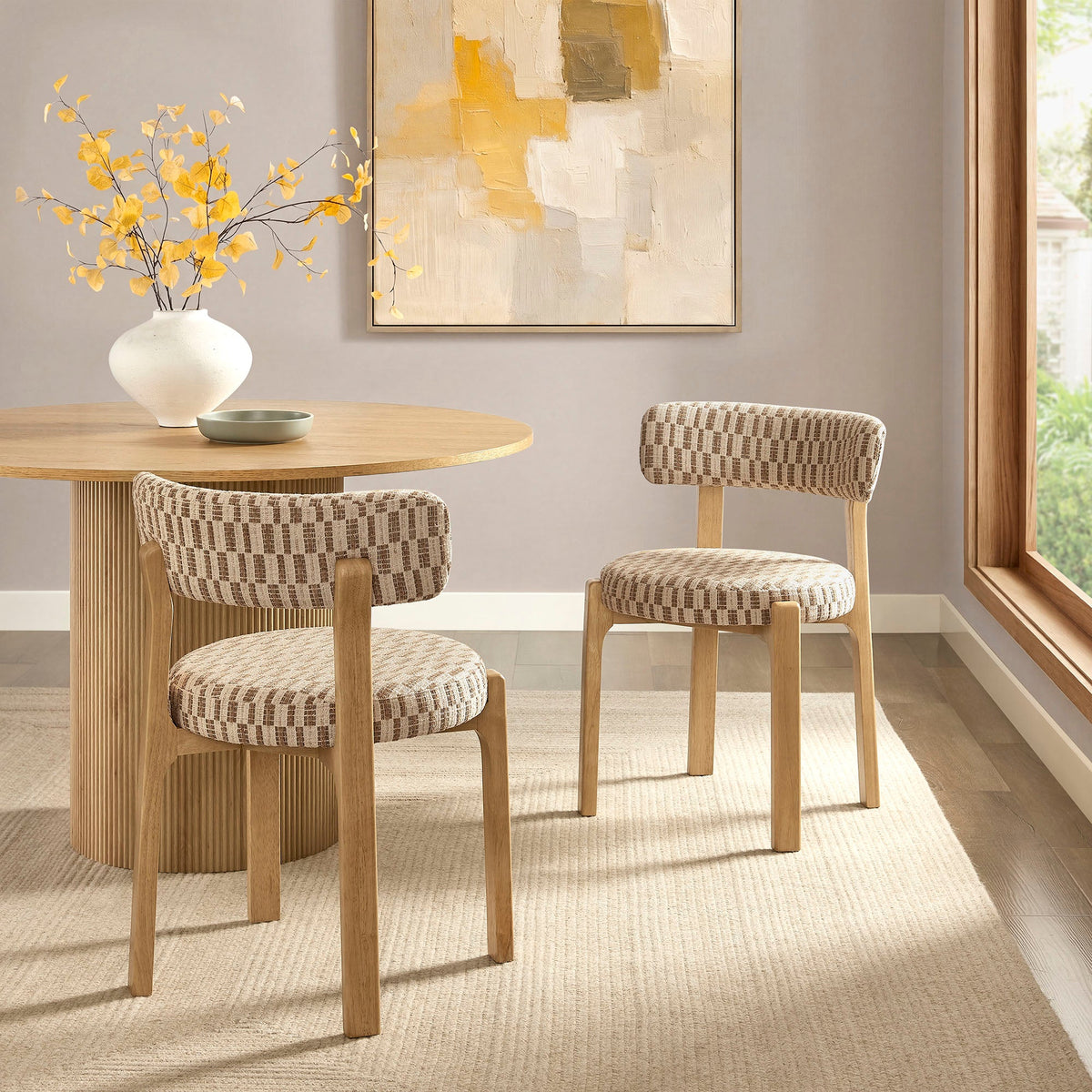 Lot de 2 chaises de salle à manger Marsha rétro en tissu d'ameublement