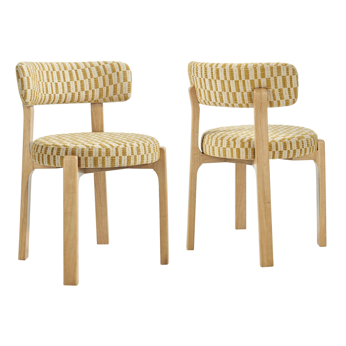 Lot de 2 chaises de salle à manger Marsha rétro en tissu d'ameublement