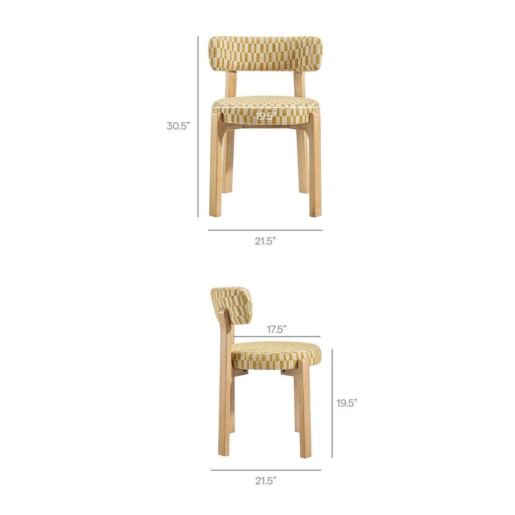 Lot de 2 chaises de salle à manger Marsha rétro en tissu d'ameublement