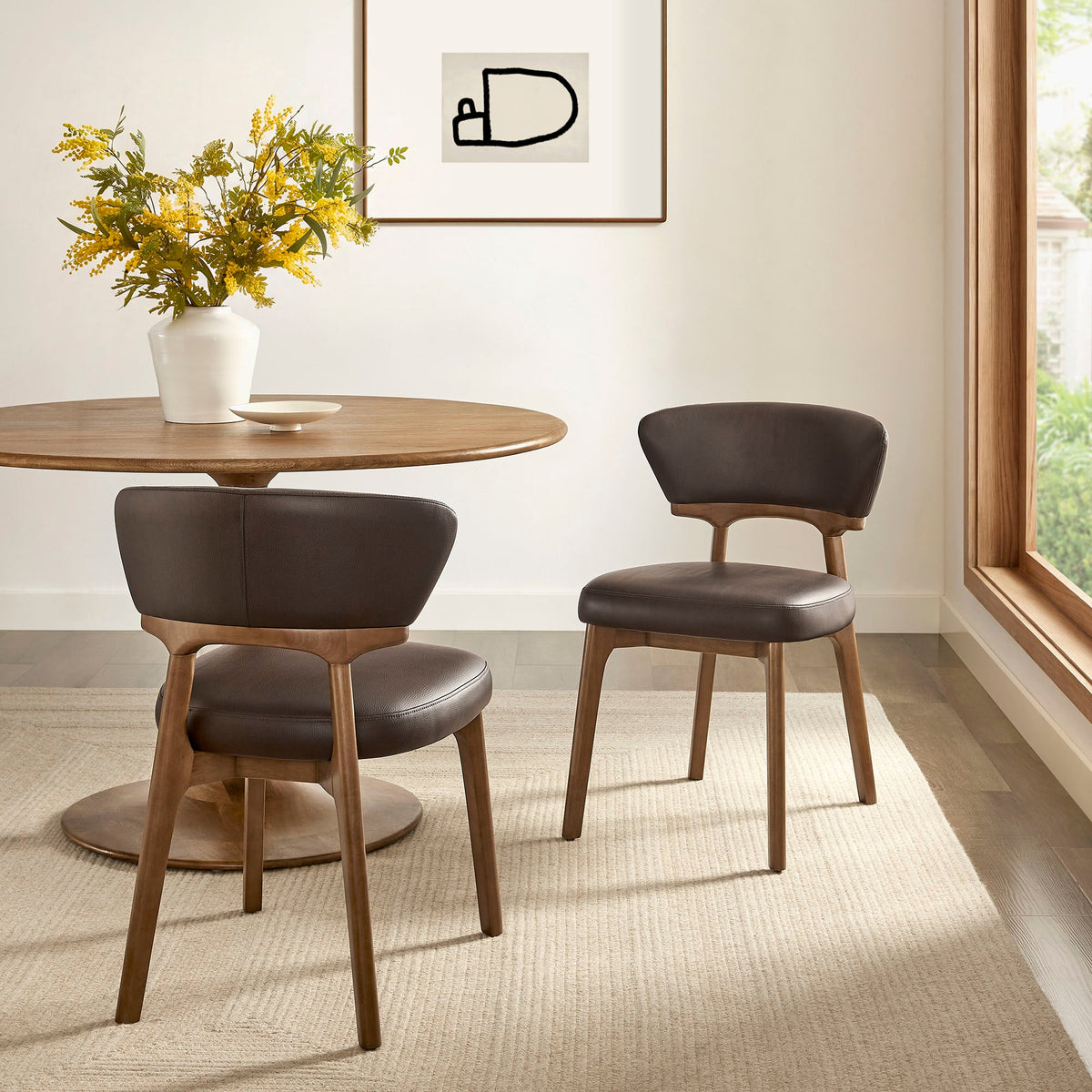 Lot de 2 chaises de salle à manger Daphne en cuir végétalien