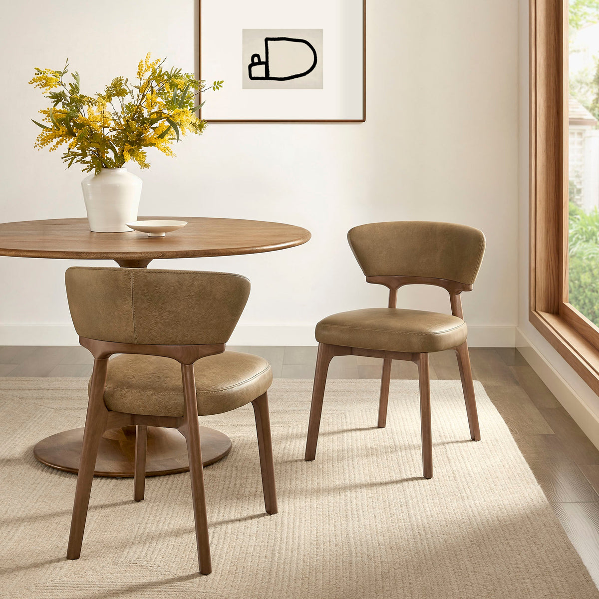 Lot de 2 chaises de salle à manger Daphne en cuir végétalien