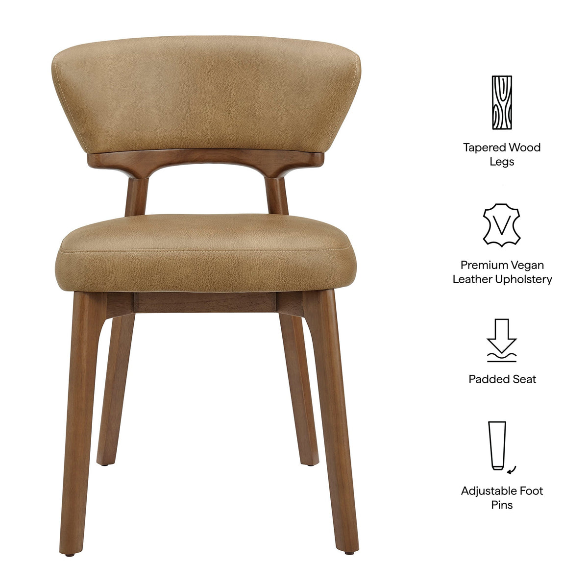 Lot de 2 chaises de salle à manger Daphne en cuir végétalien