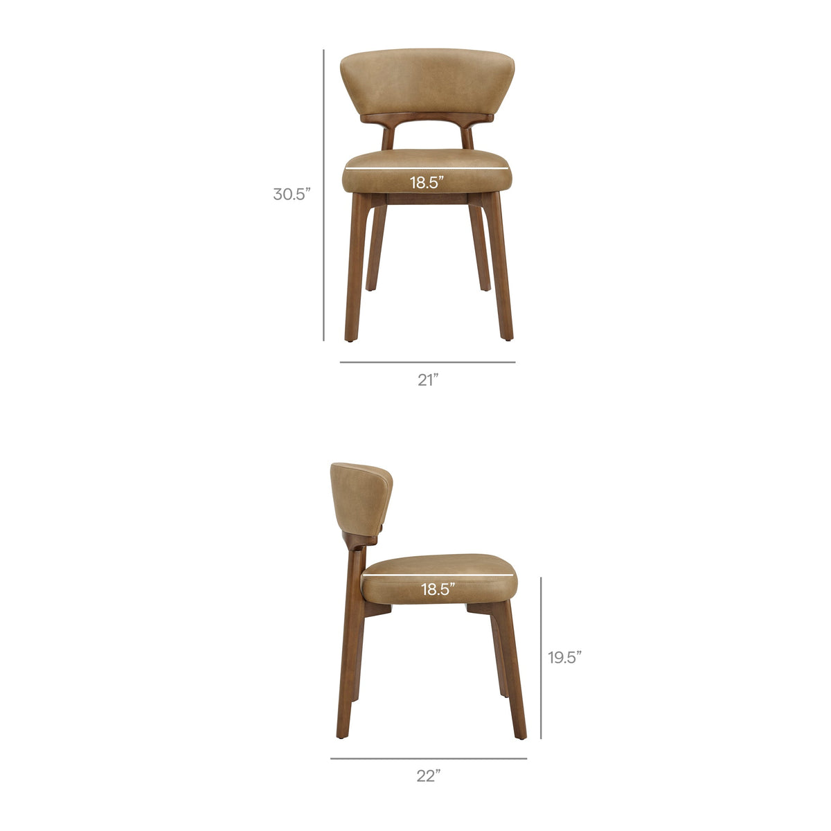 Lot de 2 chaises de salle à manger Daphne en cuir végétalien