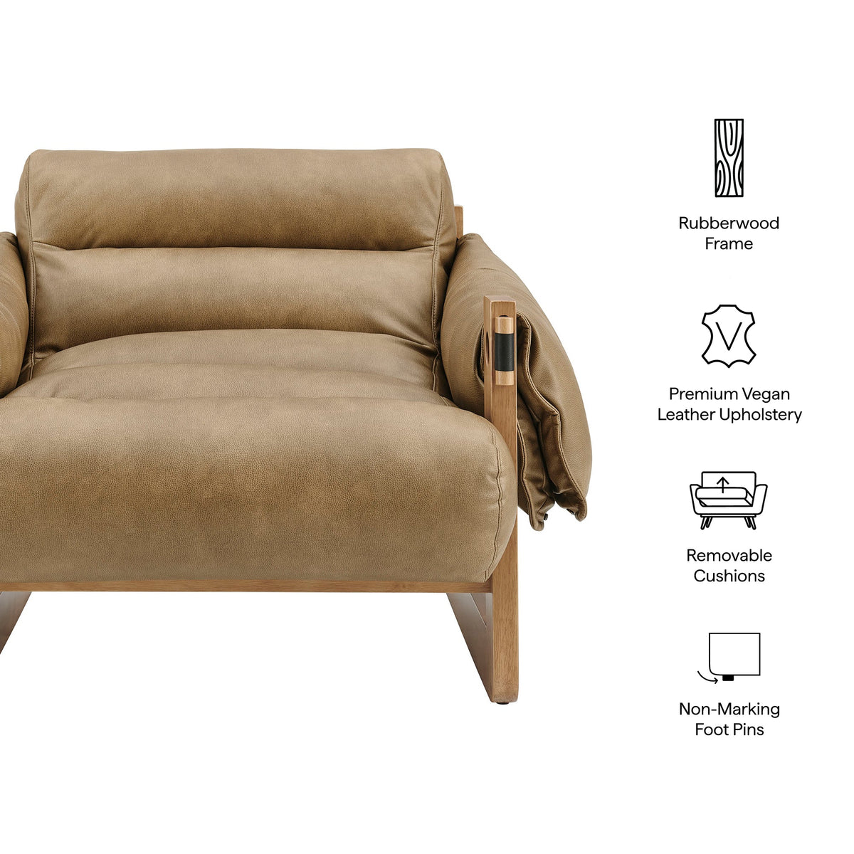 Fauteuil de salon Sorelle en similicuir vegan