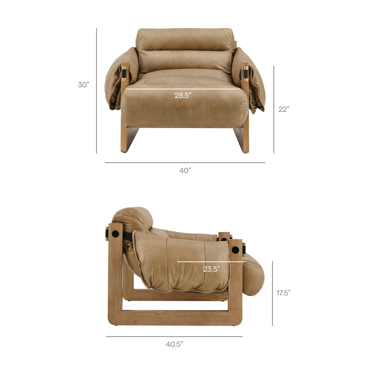 Fauteuil de salon Sorelle en similicuir vegan