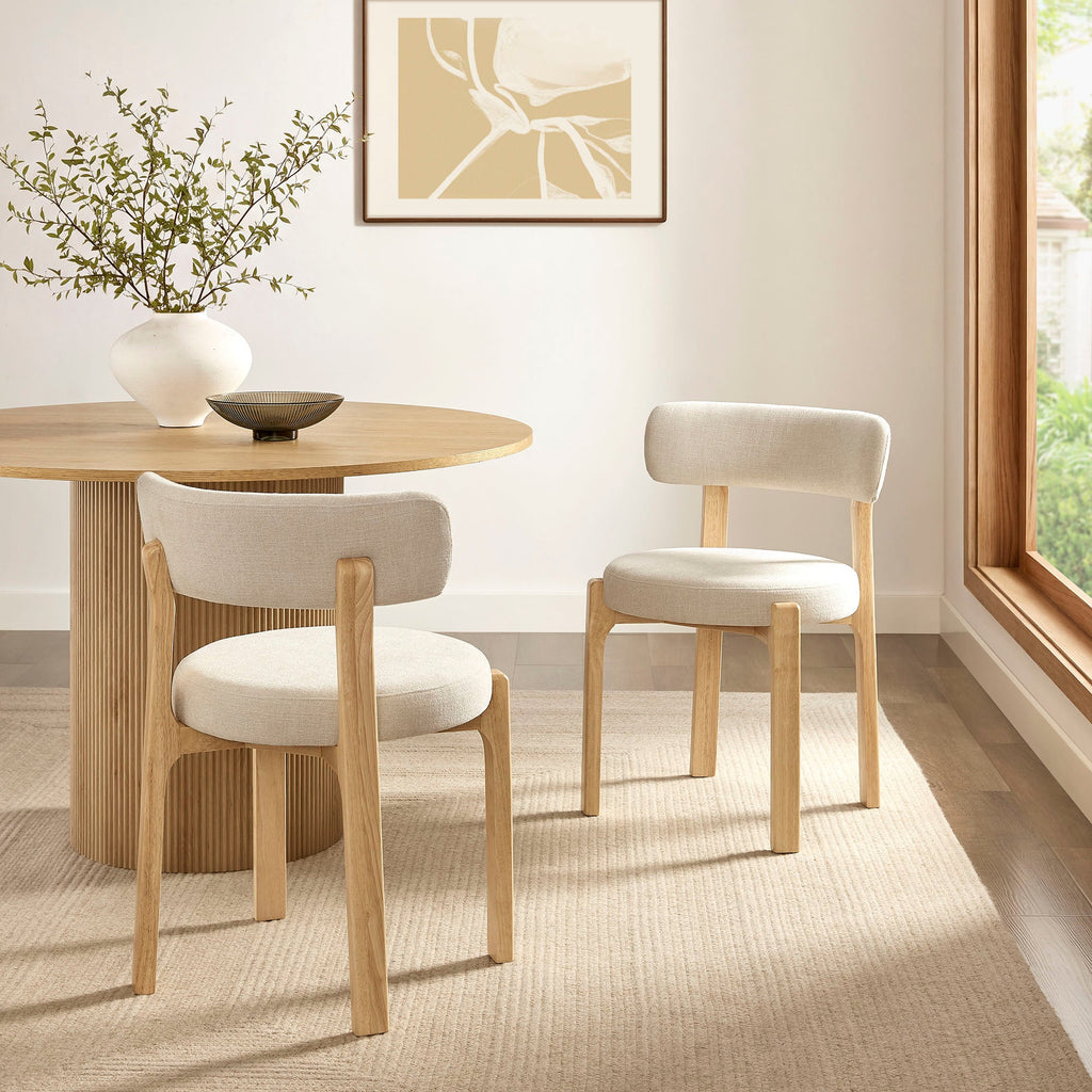 Lot de 2 chaises de salle à manger Marsha en tissu rembourré