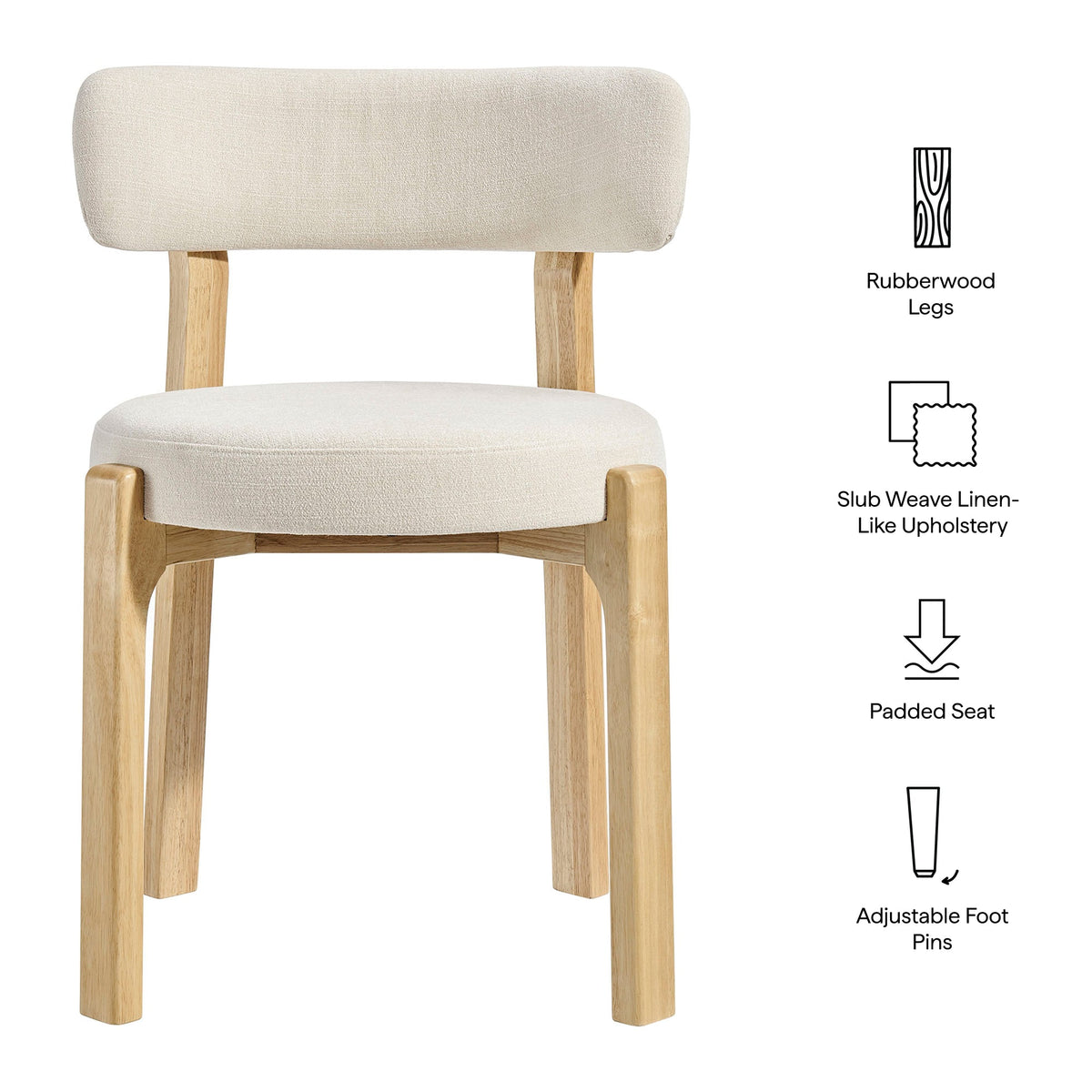 Lot de 2 chaises de salle à manger Marsha en tissu rembourré