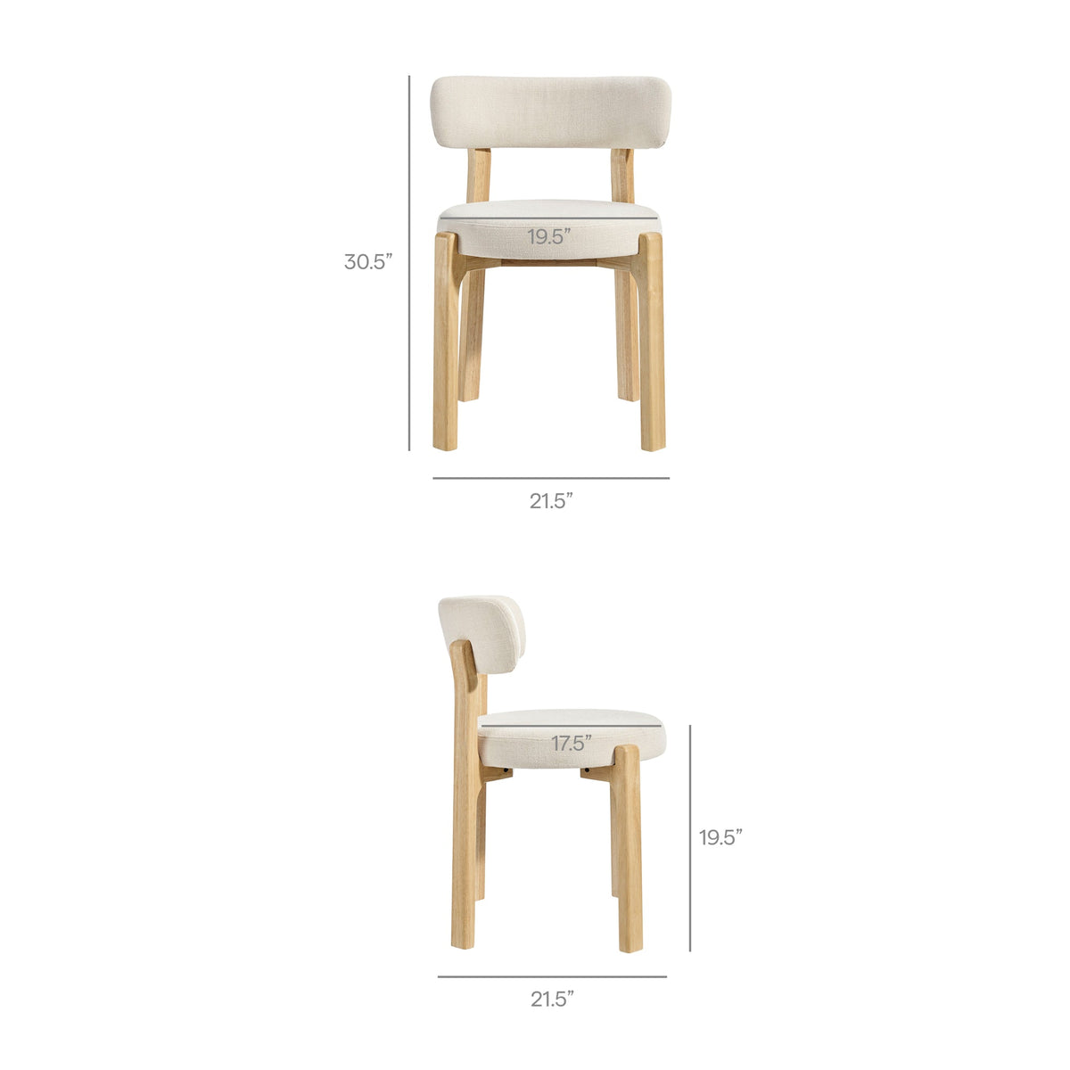 Lot de 2 chaises de salle à manger Marsha en tissu rembourré